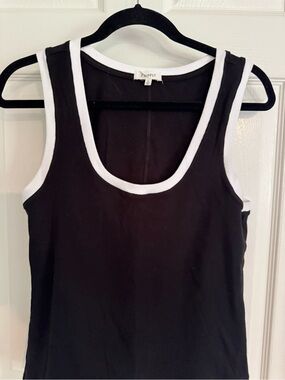 Z Supply Black Tank with White Trim - Women's Ribbed Scoop Neck Tank